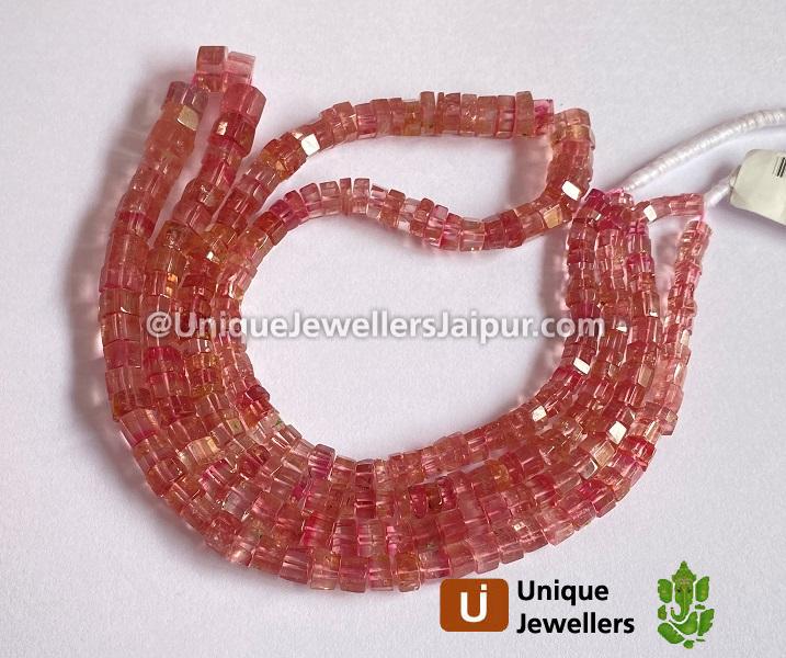 Pink Tourmaline Step Cut Bolt Beads